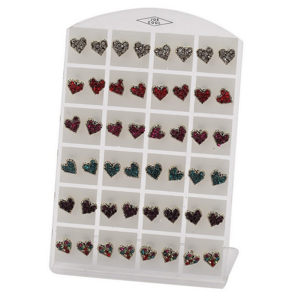 Stud earring crystal glass embedded heart