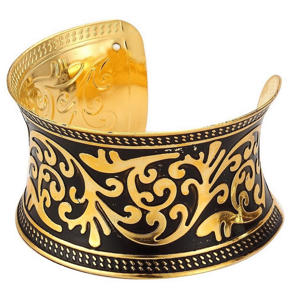 Bangle indian traditional embossed cuff gold