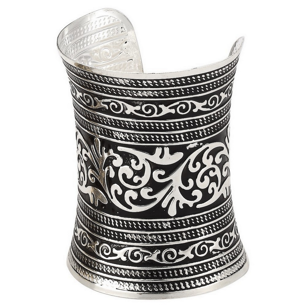 Bangle embossed cuff with finish 100mm antique silver