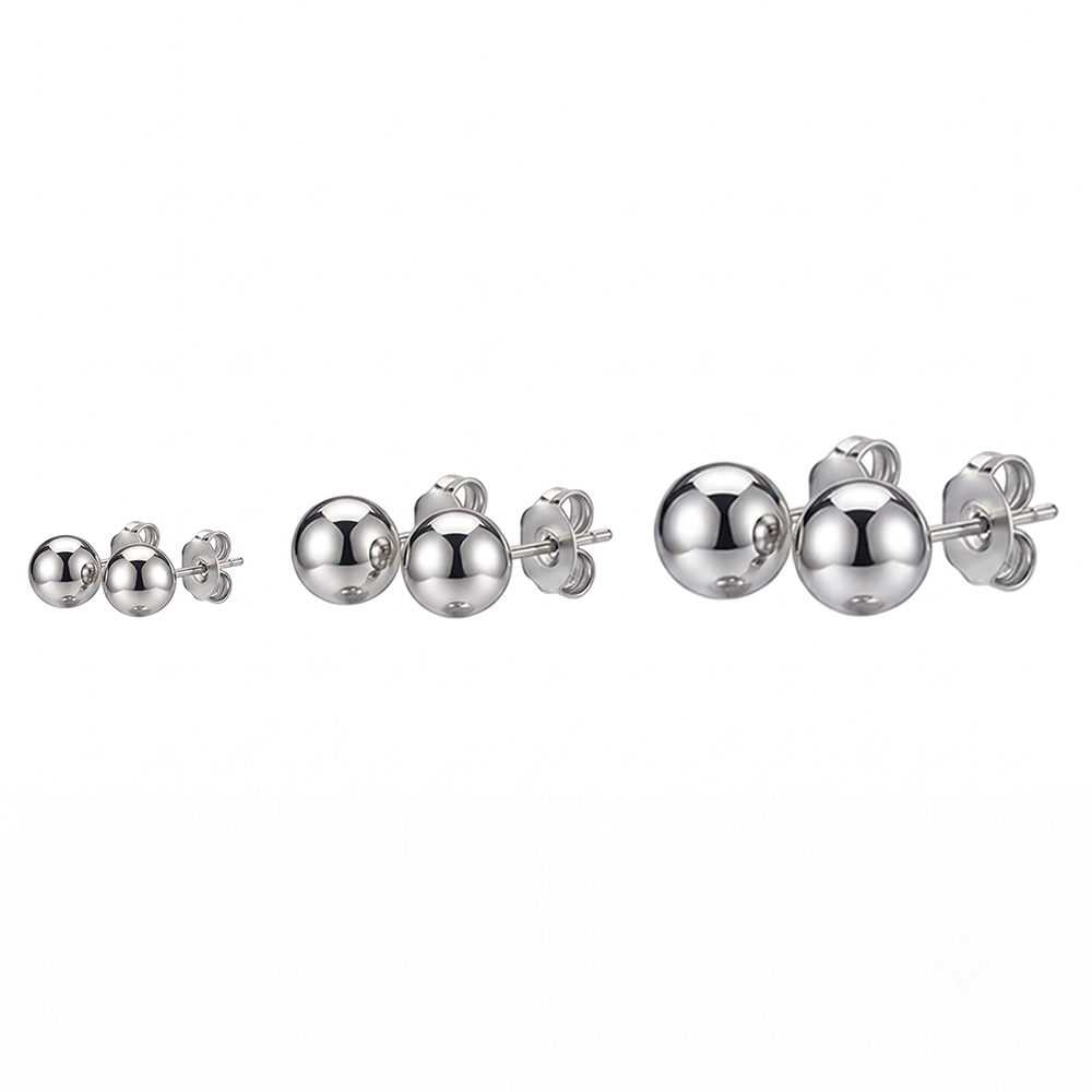 Stud earring resin silver ball