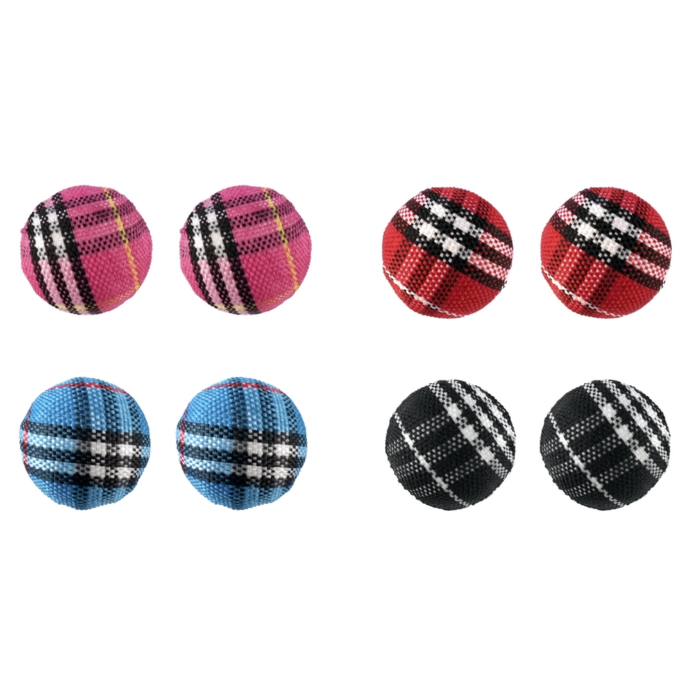 Stud earring fabric tartan cabochon multicoloured