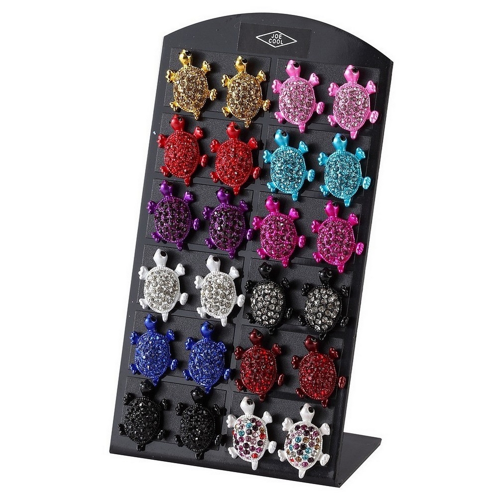 Stud earring crystal glass encrusted turtle
