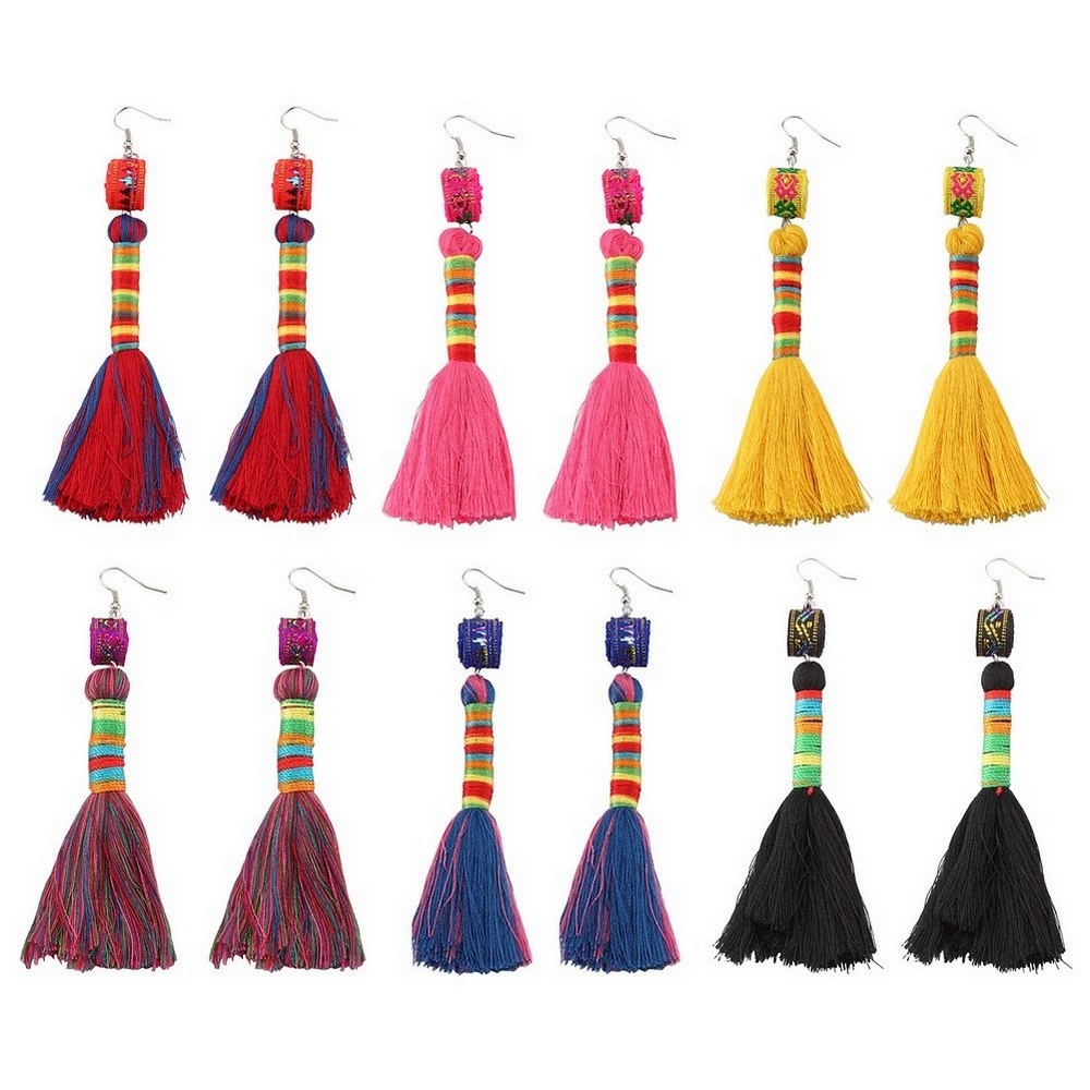 Drop earring cotton tassel