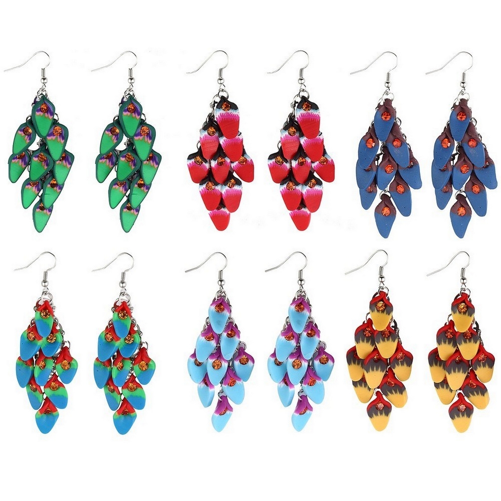 Drop earring resin & crystal glass petal shower