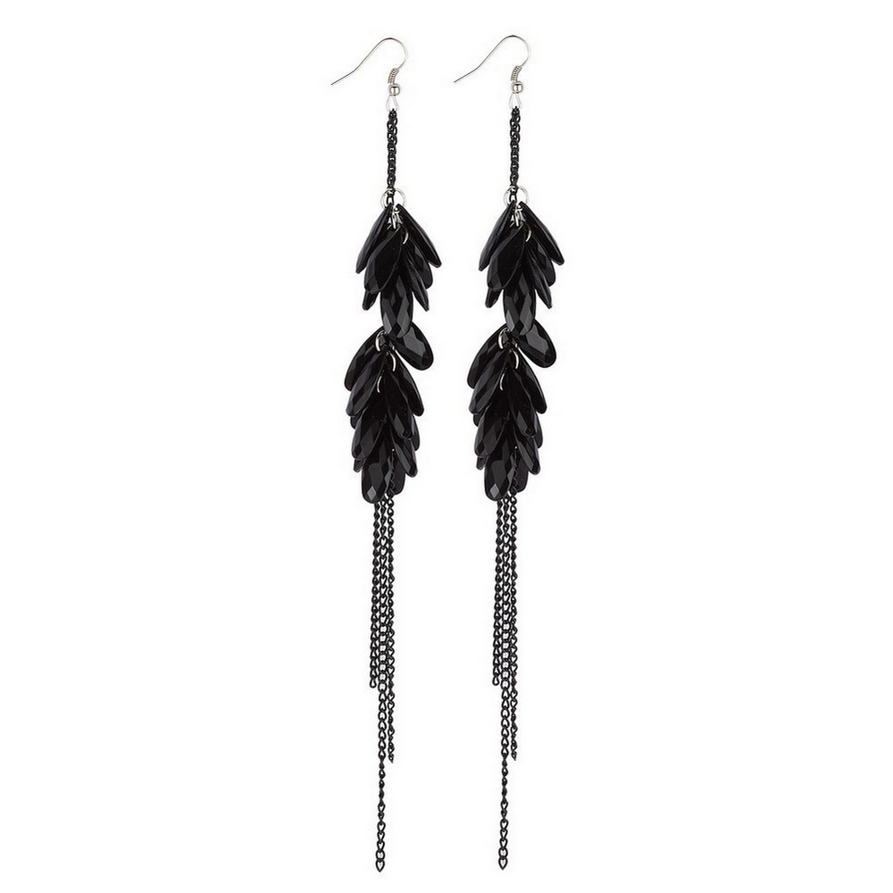 Drop earring acrylic chain with faceted overlapping teardrops