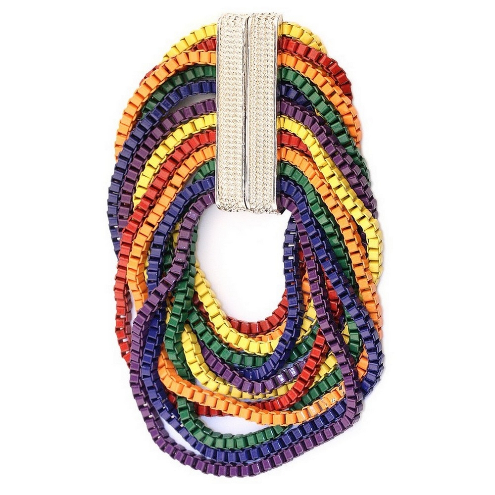Bracelet rainbow 12 row zip chain