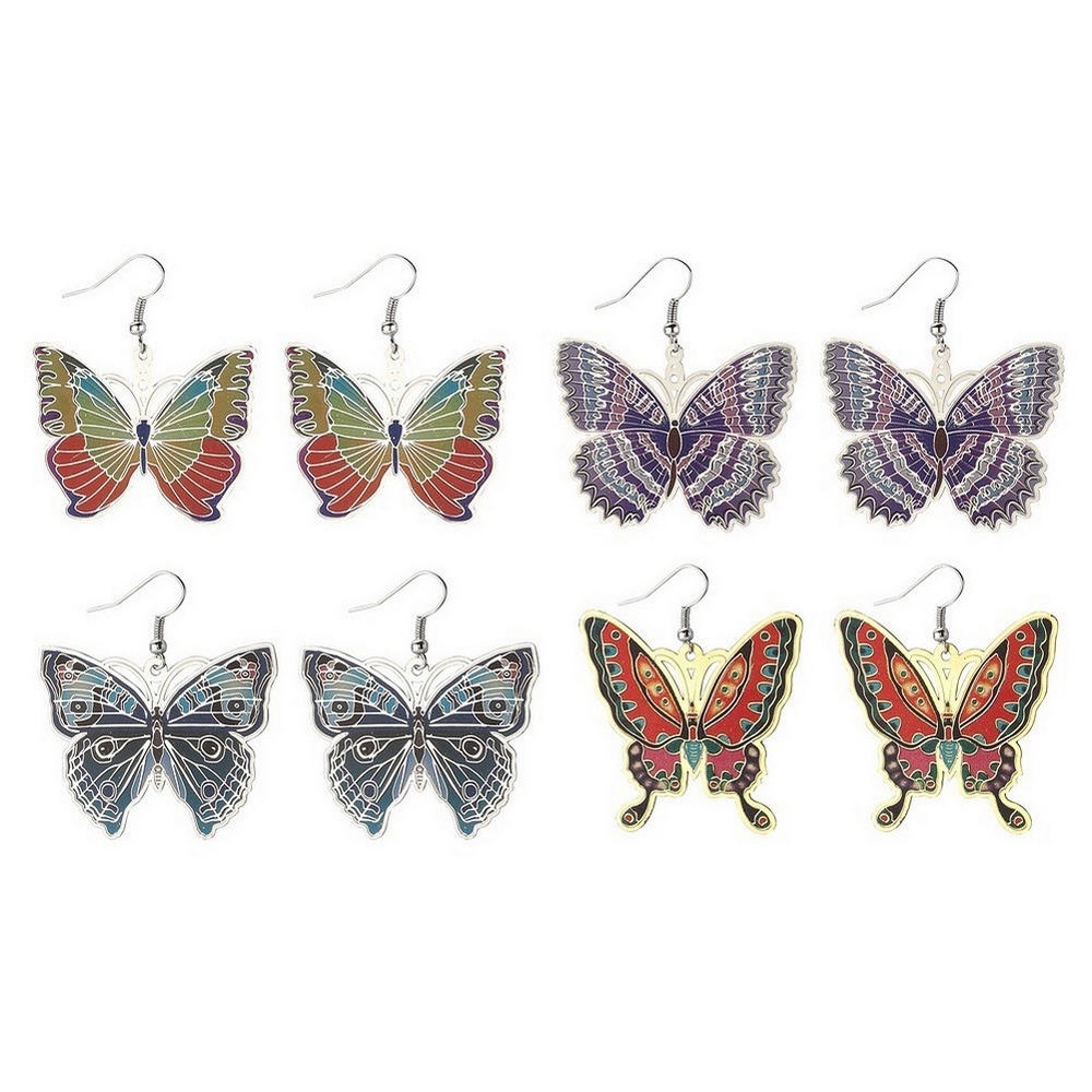 Drop earring colourful butterfly