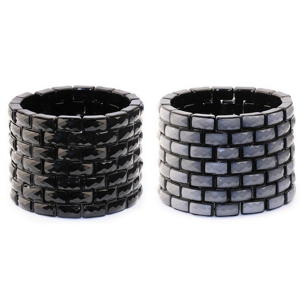 Bracelet resin layered tile effect black & grey