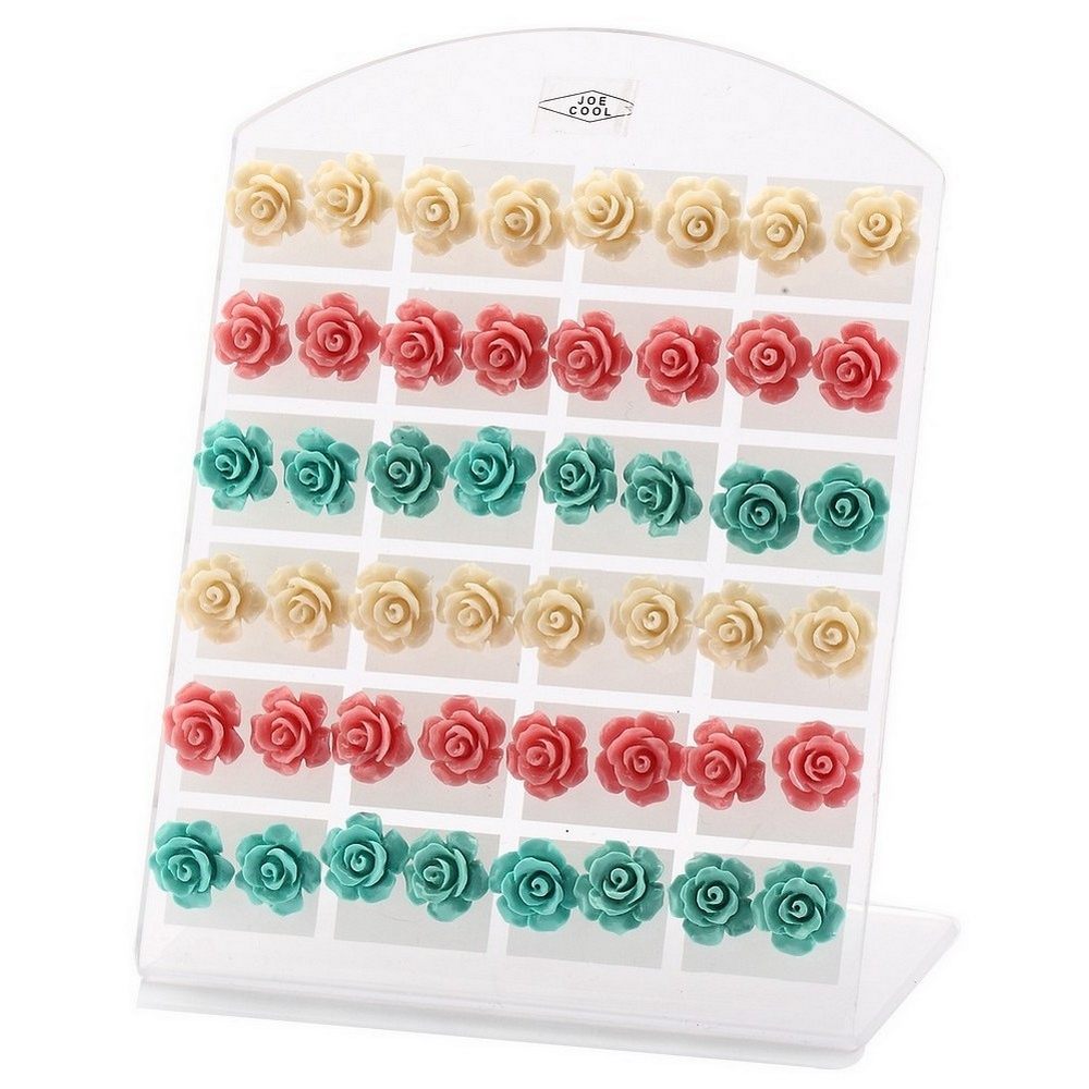 Stud earring resin pastel rose