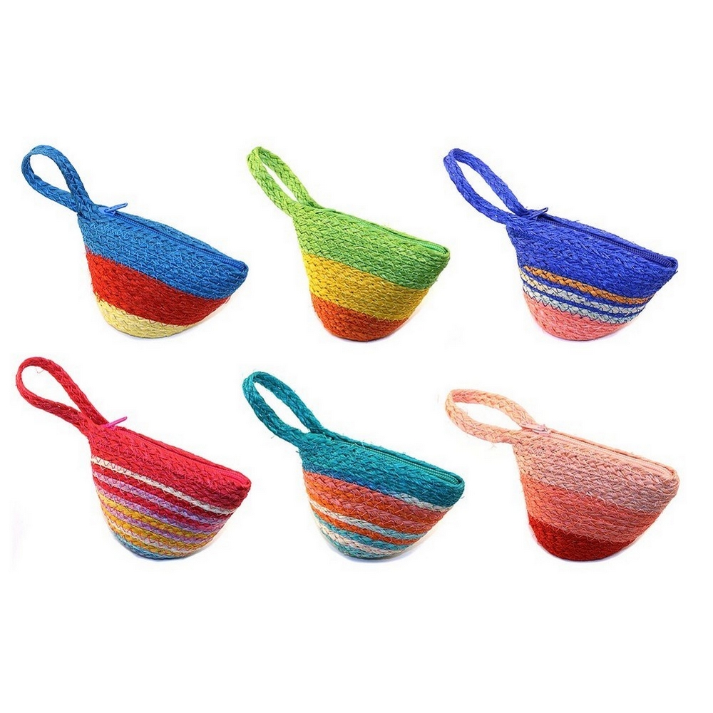 Coin purse raffia mini stripe