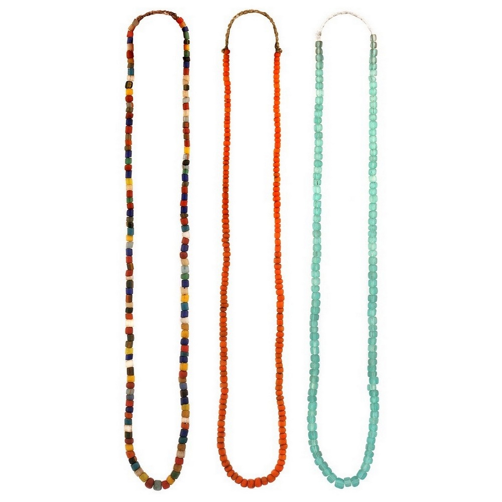 Bead string necklace glass beads beach washed