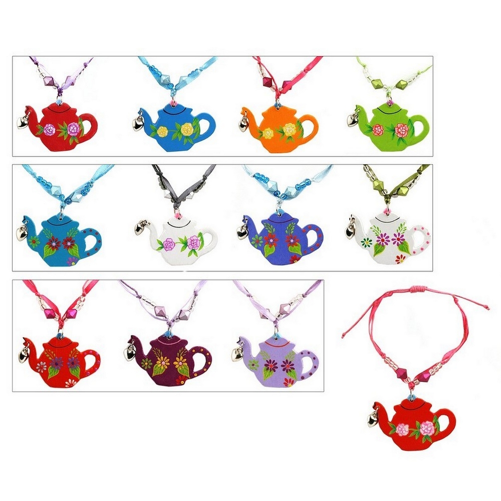 Bracelet wood & satin teapot