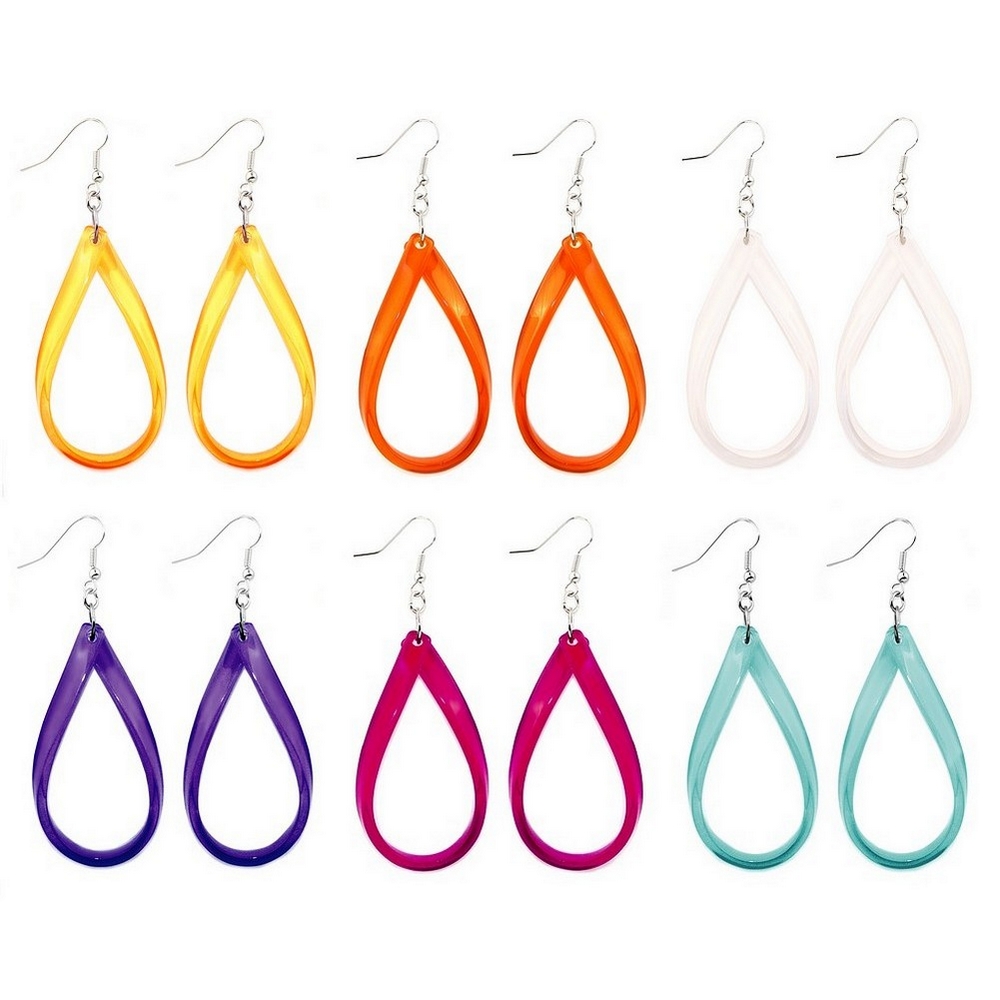Drop earring resin teardrop hoop