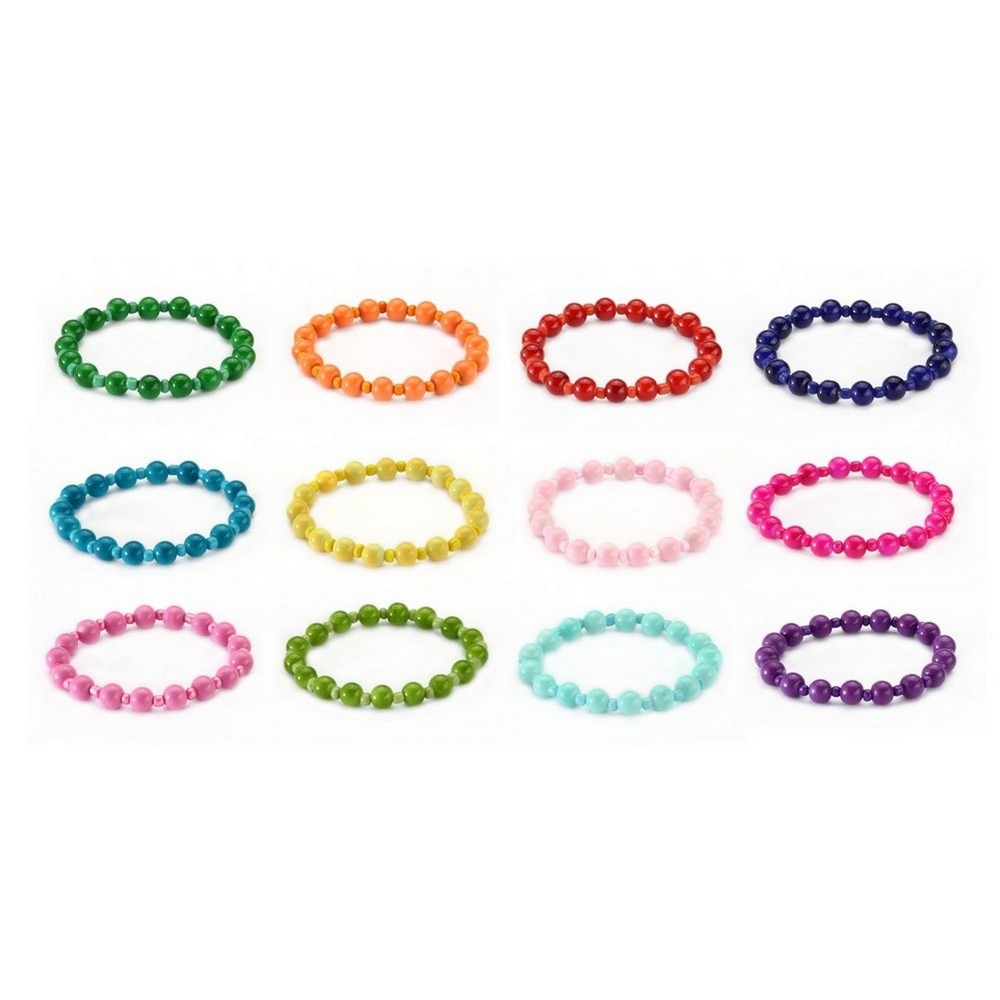 Bracelet glass shanghai bead elasticated Assorted Colours