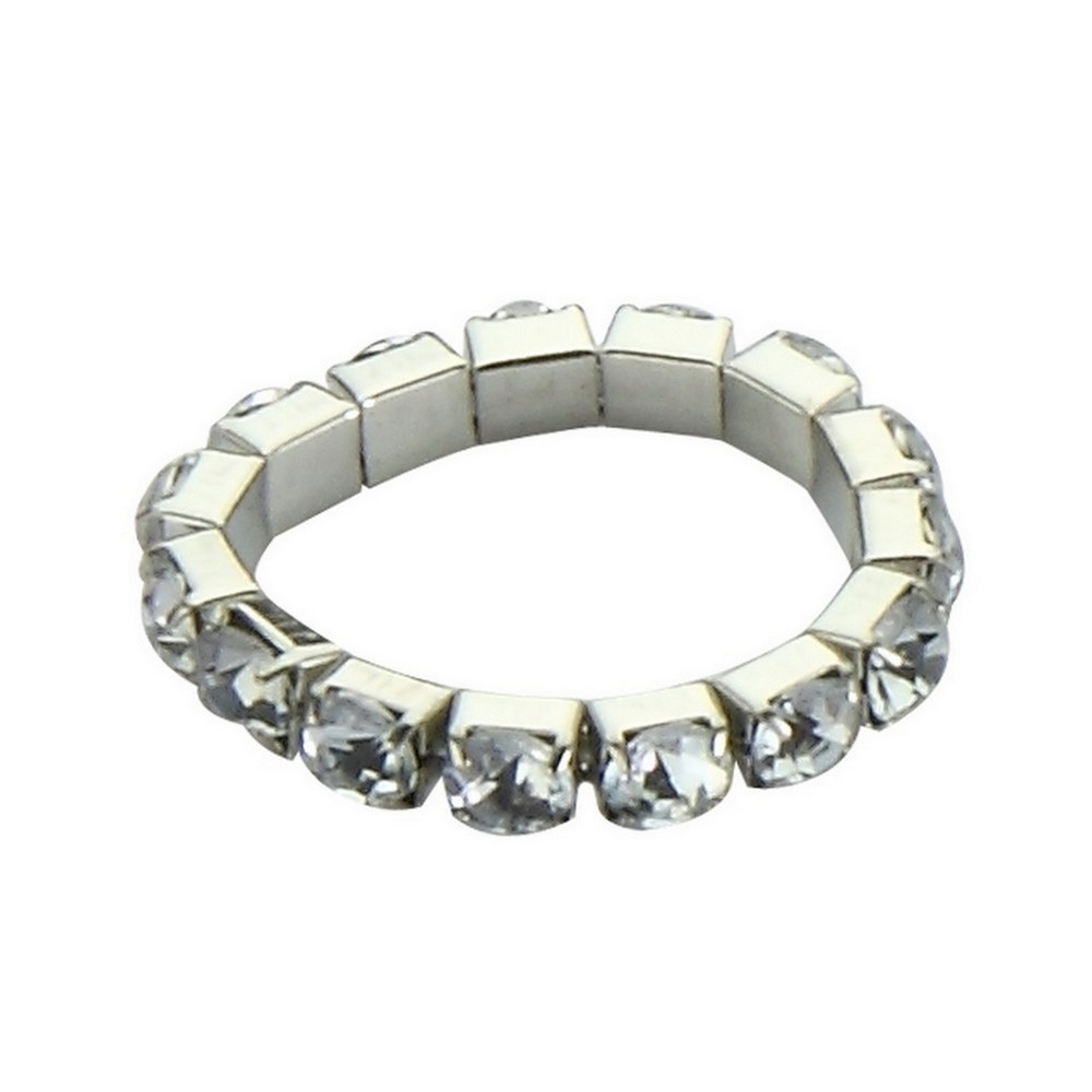 Ring acrylic faceted beads elasticated clear