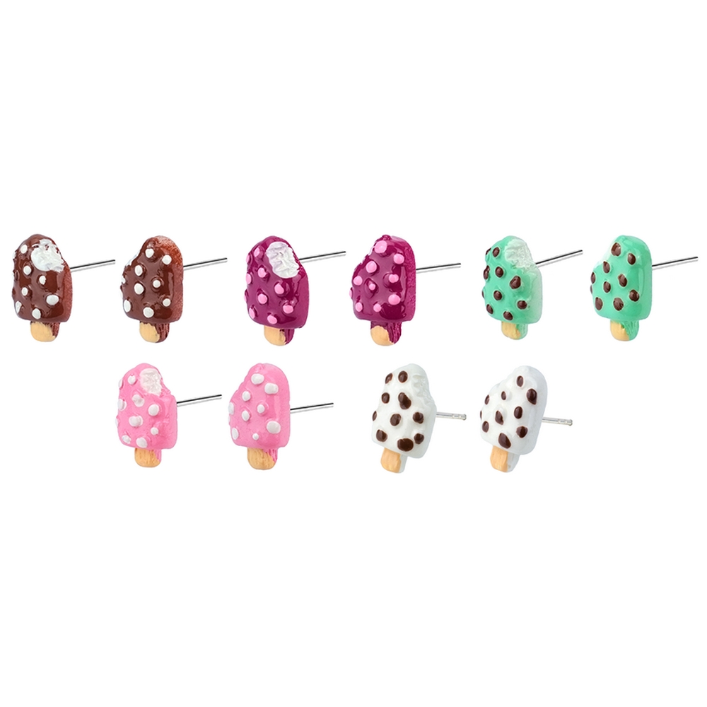 Stud earring resin ice lollies less one bite multicoloured