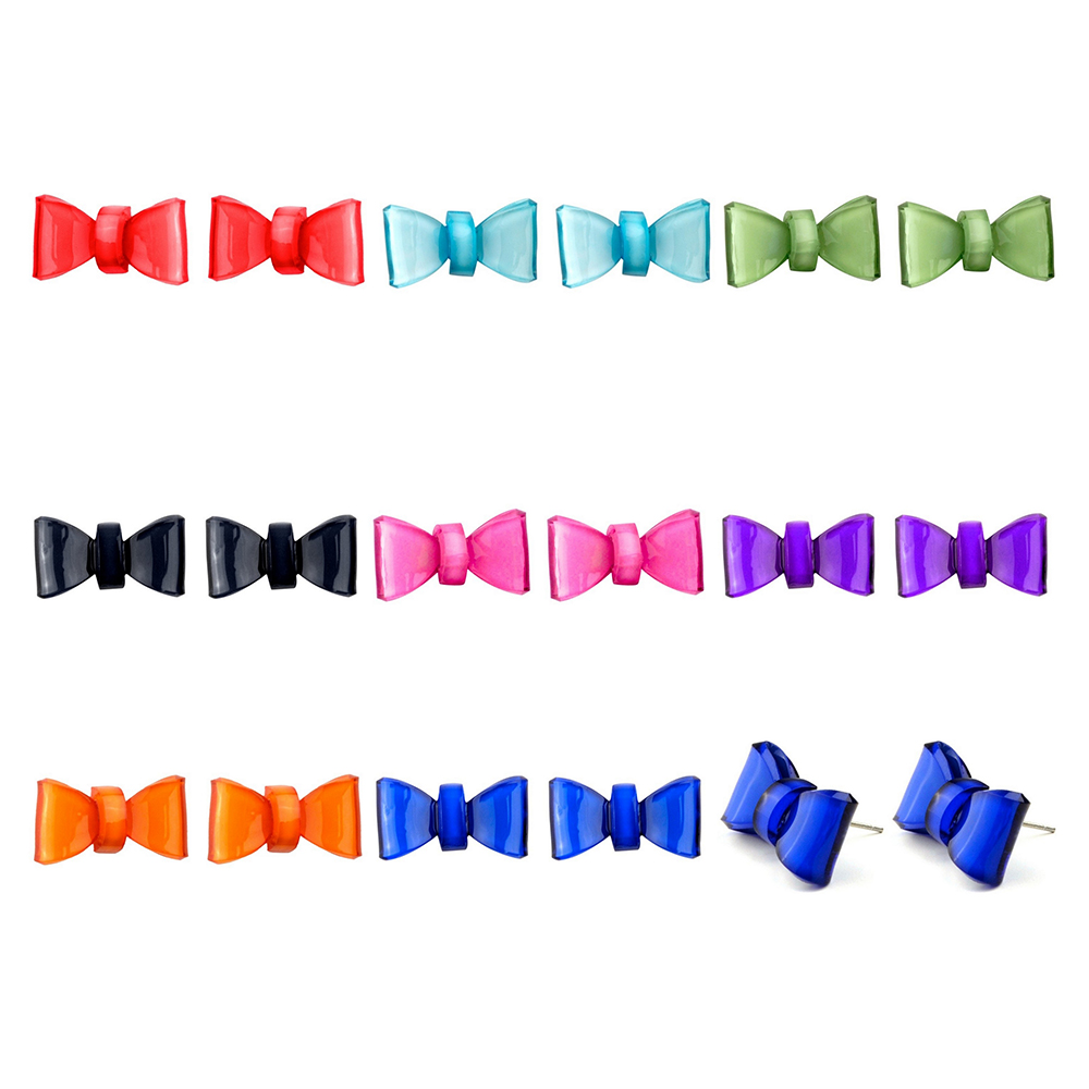 Stud earring acrylic bow multicoloured