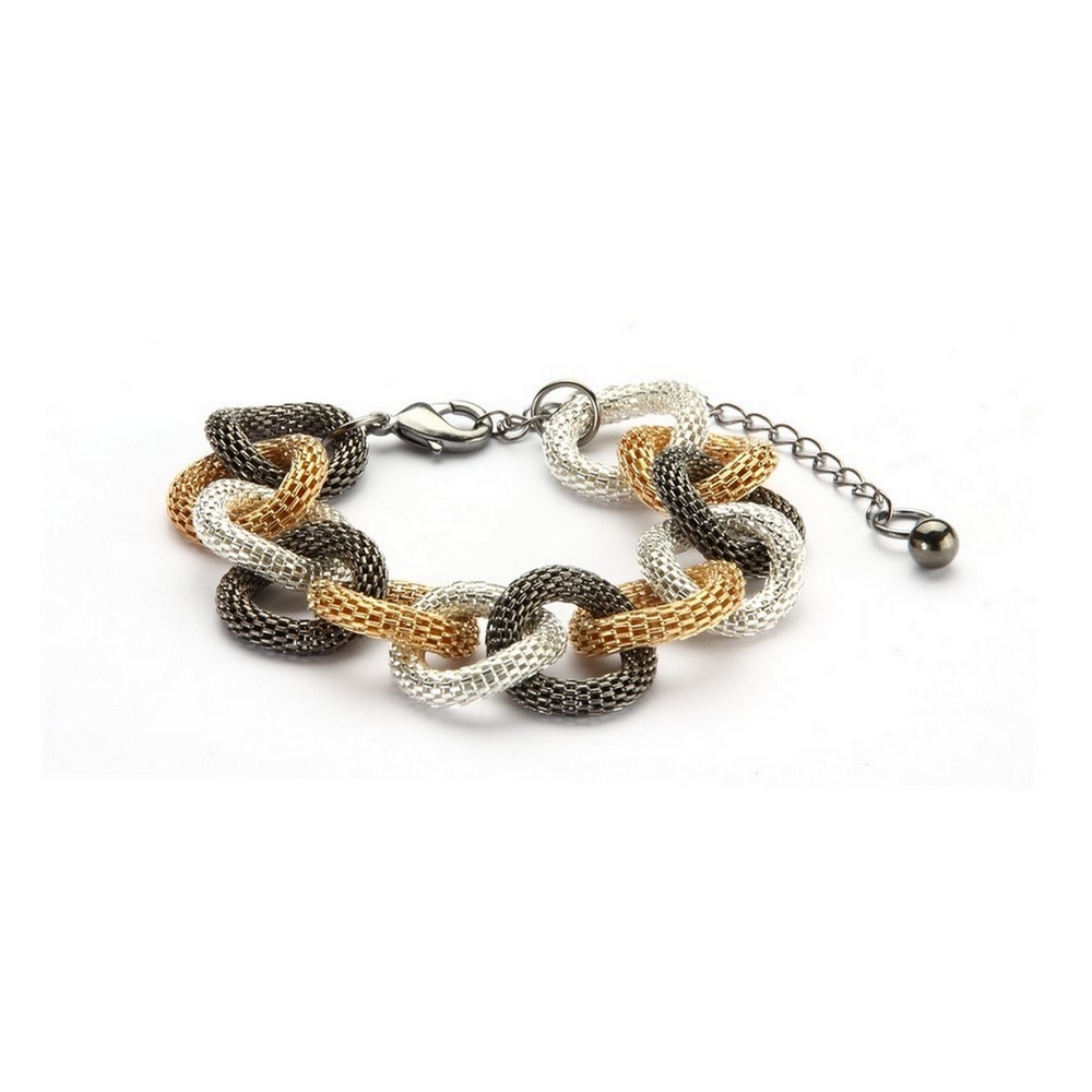 Bracelet looped milanese chain gold black & silver