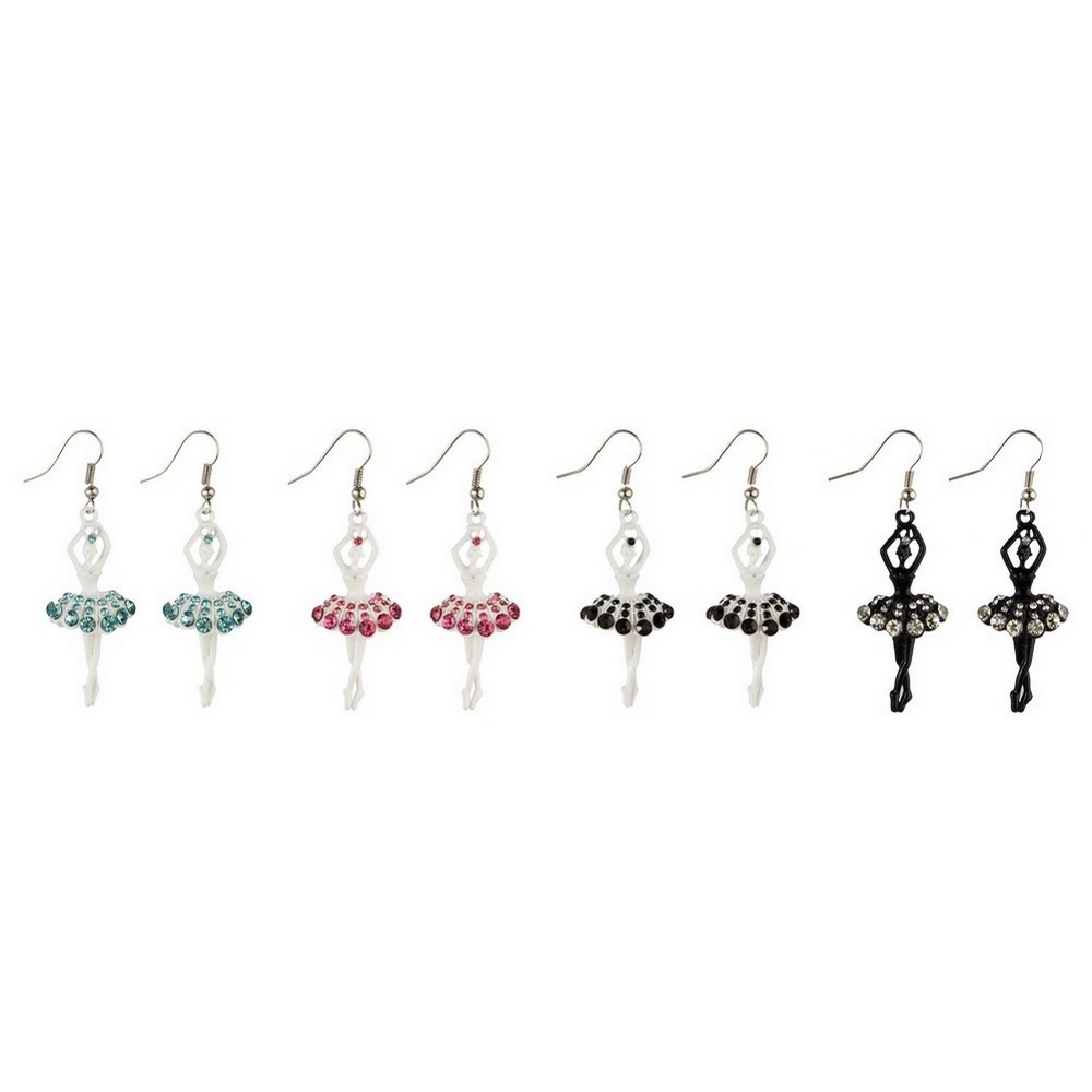 Drop earring ballerina with crystal glass detail