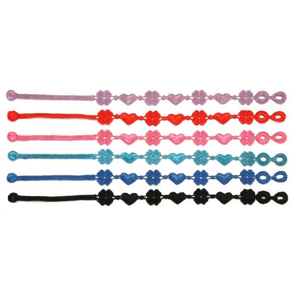 Bracelet cotton lace flowers & hearts