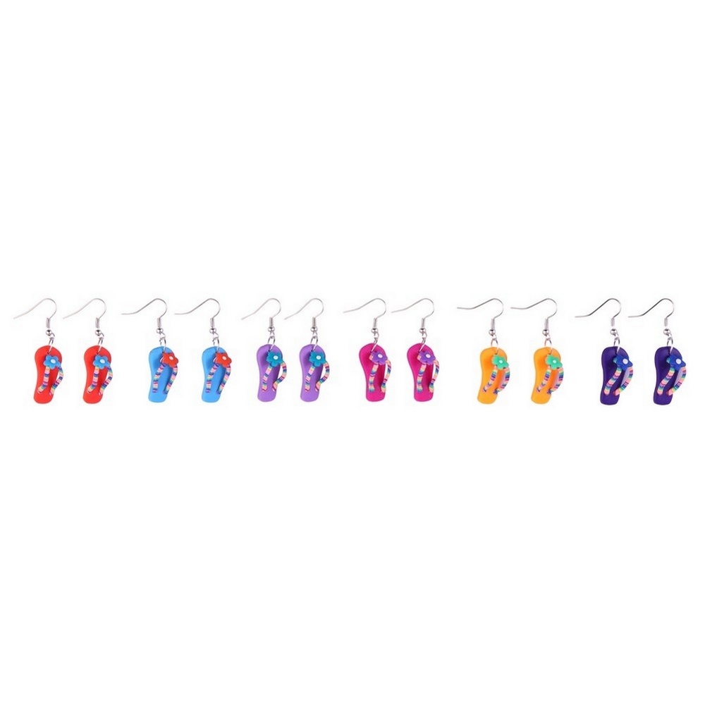Drop earring resin flip flop with flower