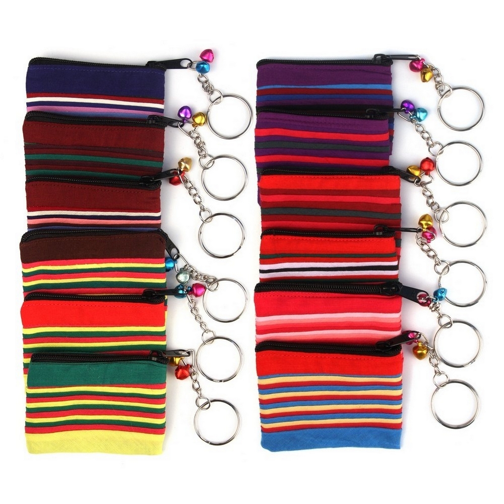 Coin purse fabric rainbow layered effect multicoloured