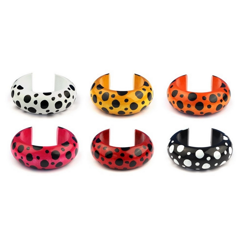 Bangle wood polka dot 30mm