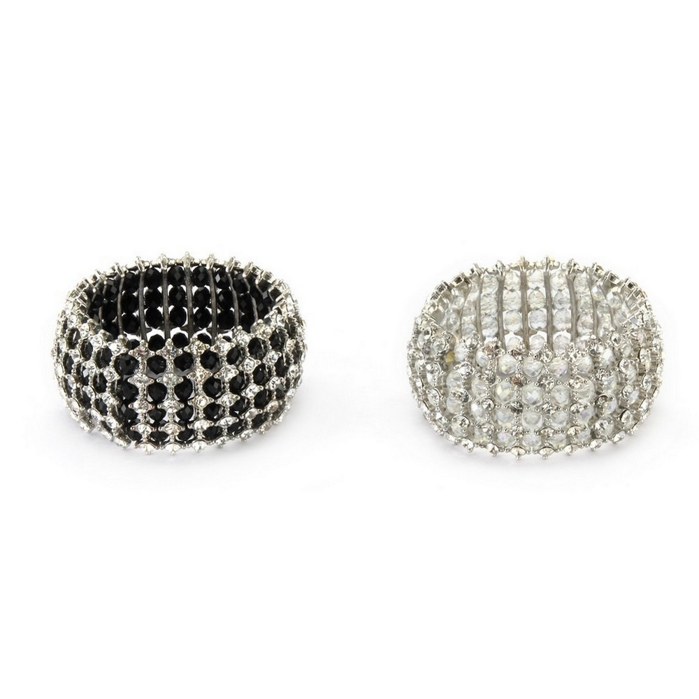 Bracelet crystal glass faceted bead 5 row