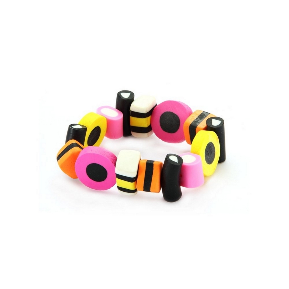 Bracelet resin liquorice allsorts elasticated multicoloured