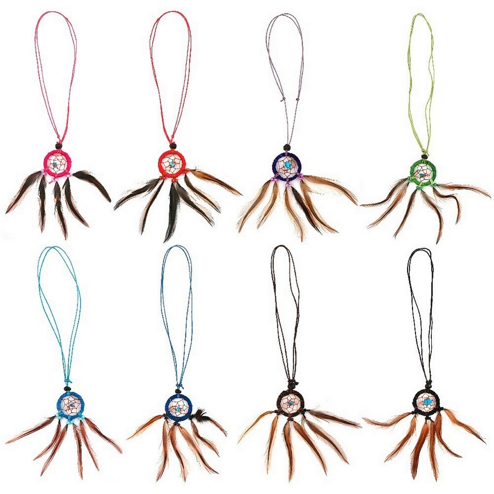 Necklace with a pendant cord & feather dreamcatcher