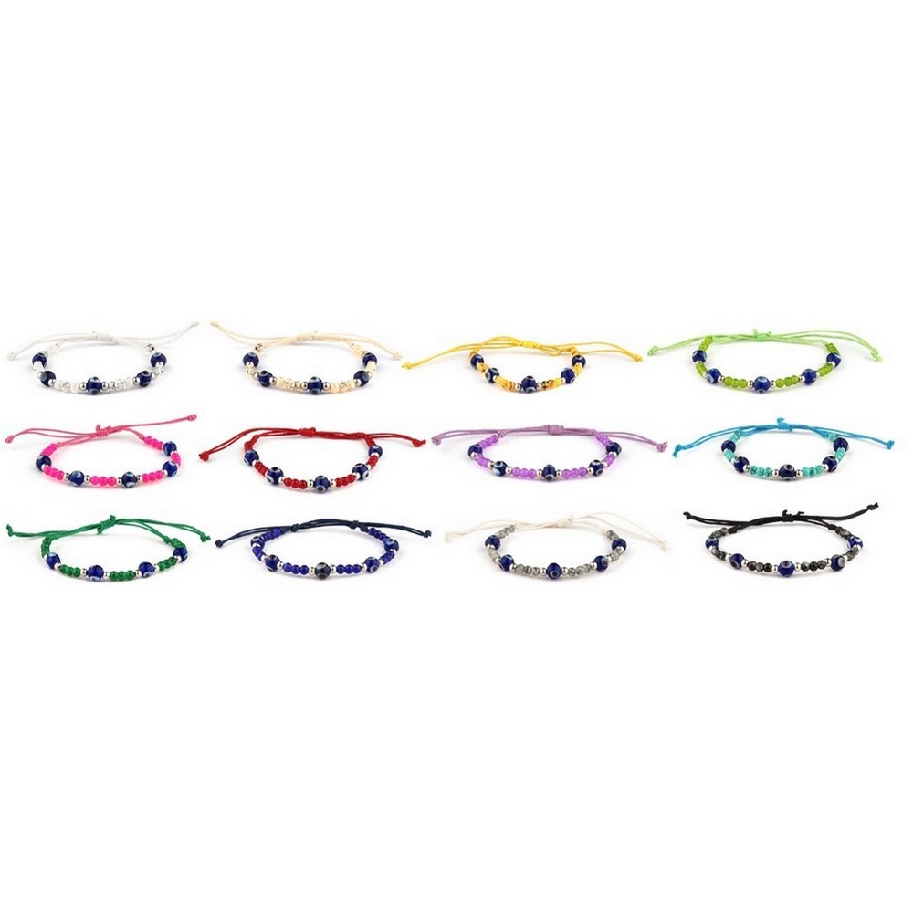 Bracelet cord & glass beads Assorted Colours
