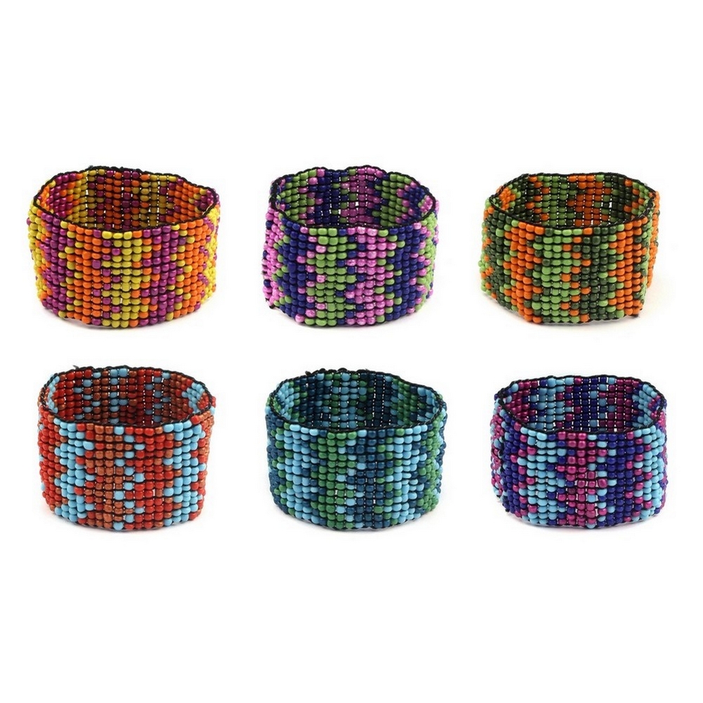 Bracelet glass bead zig zag band Assorted Colours