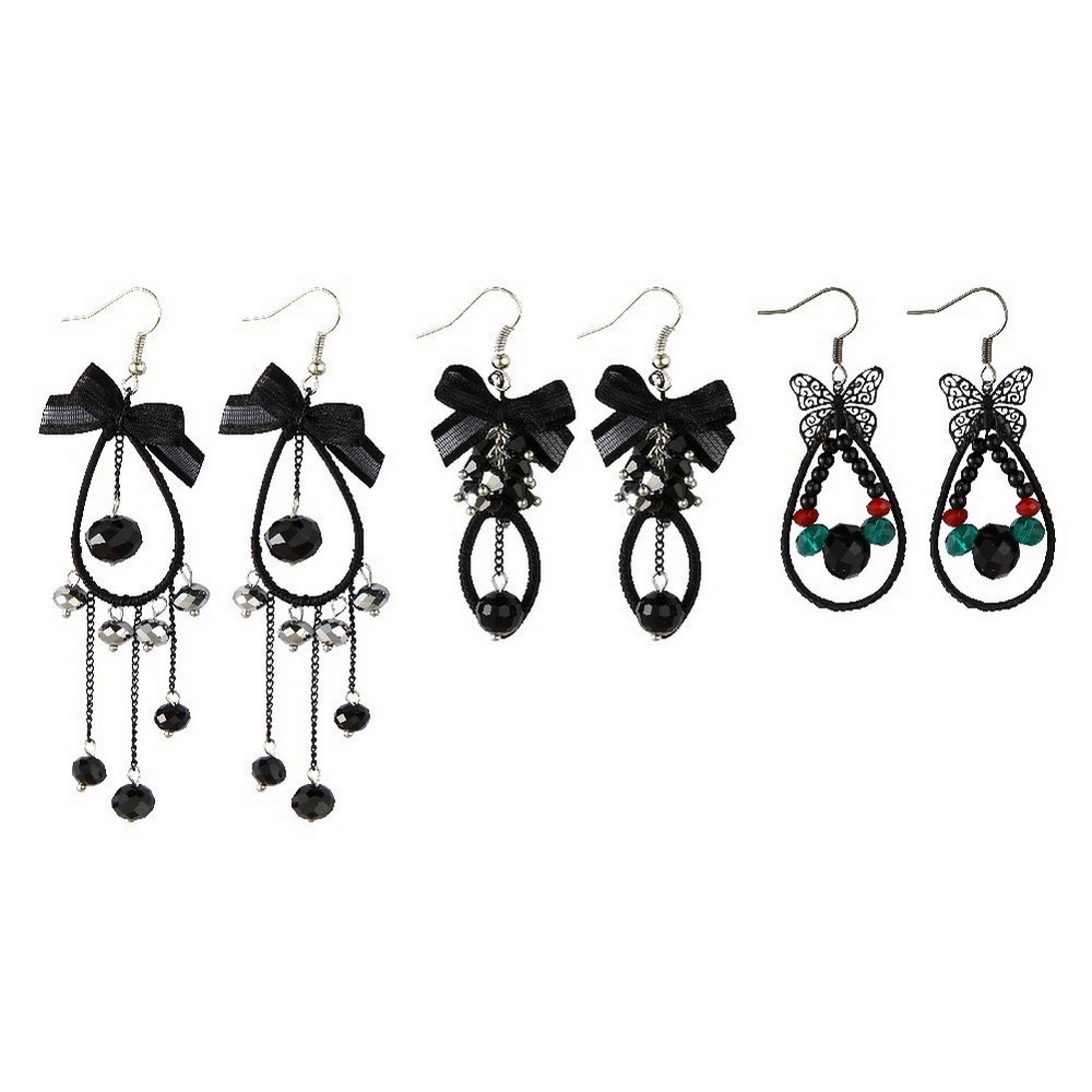 Drop earring crystal glass & lace delicate detail