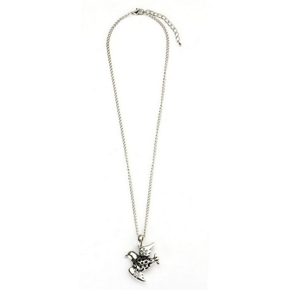 Necklace with a pendant hollow fretwork dove