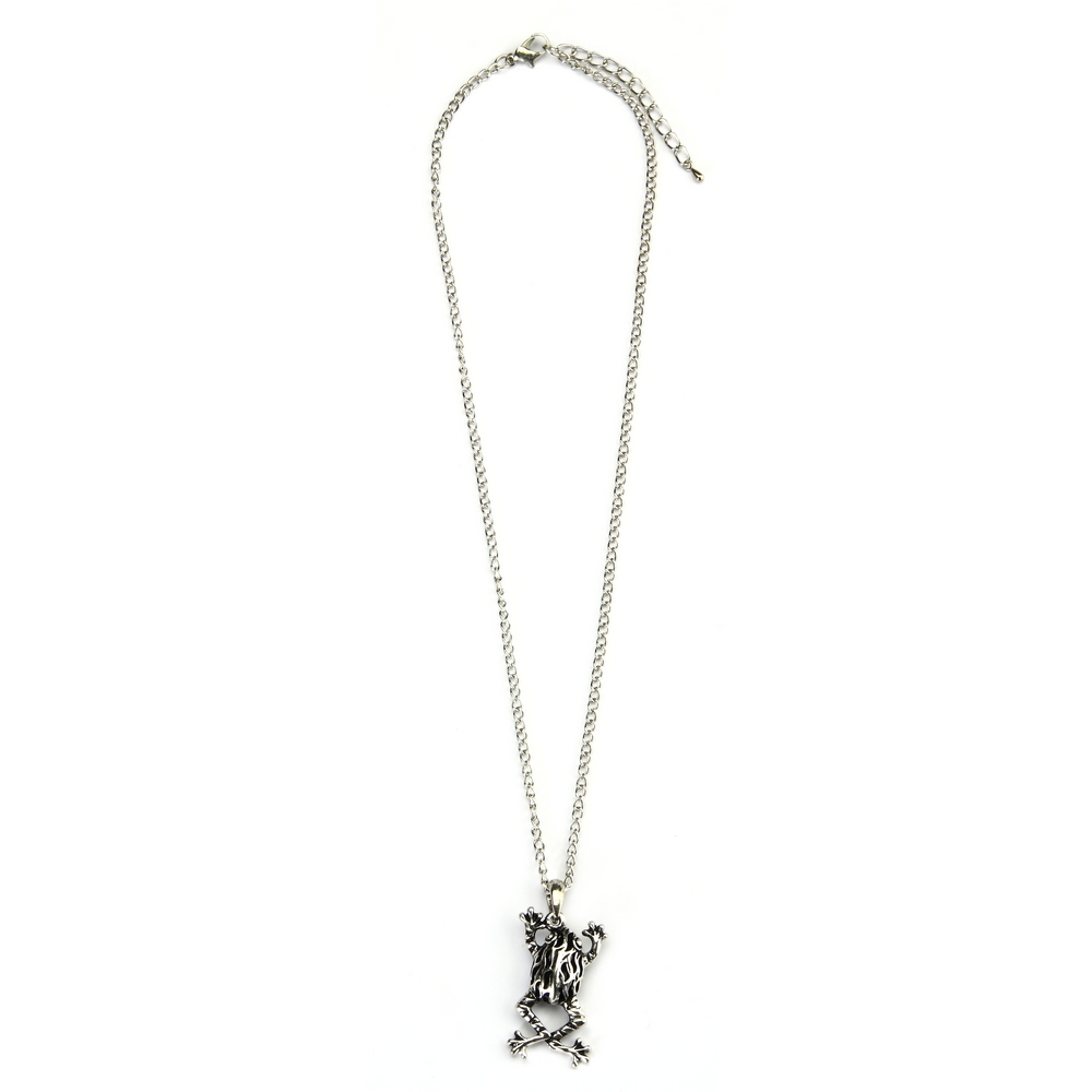 Necklace with a pendant hollow fretwork frog