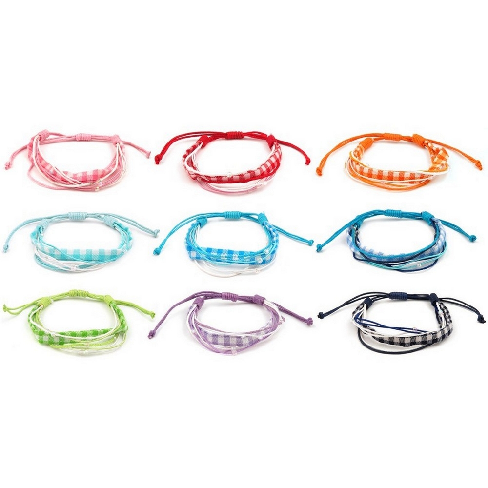 Bracelet cotton & cord checked