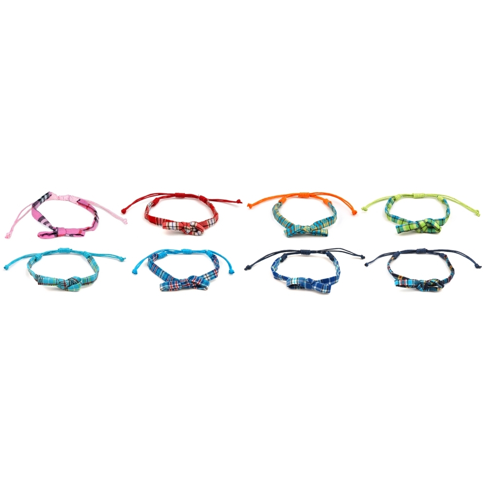 Bracelet cotton tartan 8 colours assorted