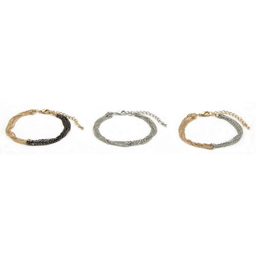 Bracelet fine two tone multi chain