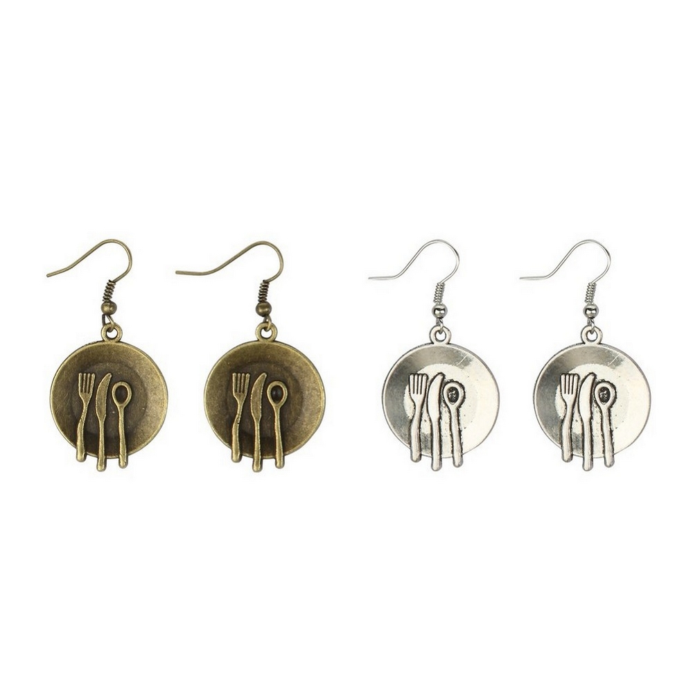 Drop earring plate with cutlery