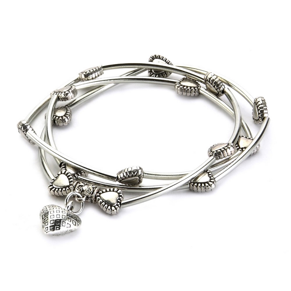 Wrap bracelet tube bead with hearts