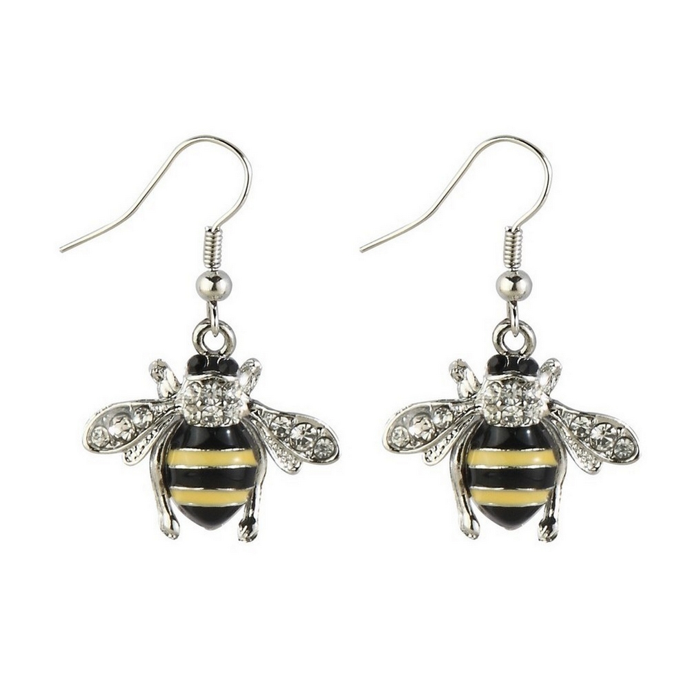 Drop earring crystal glass bee