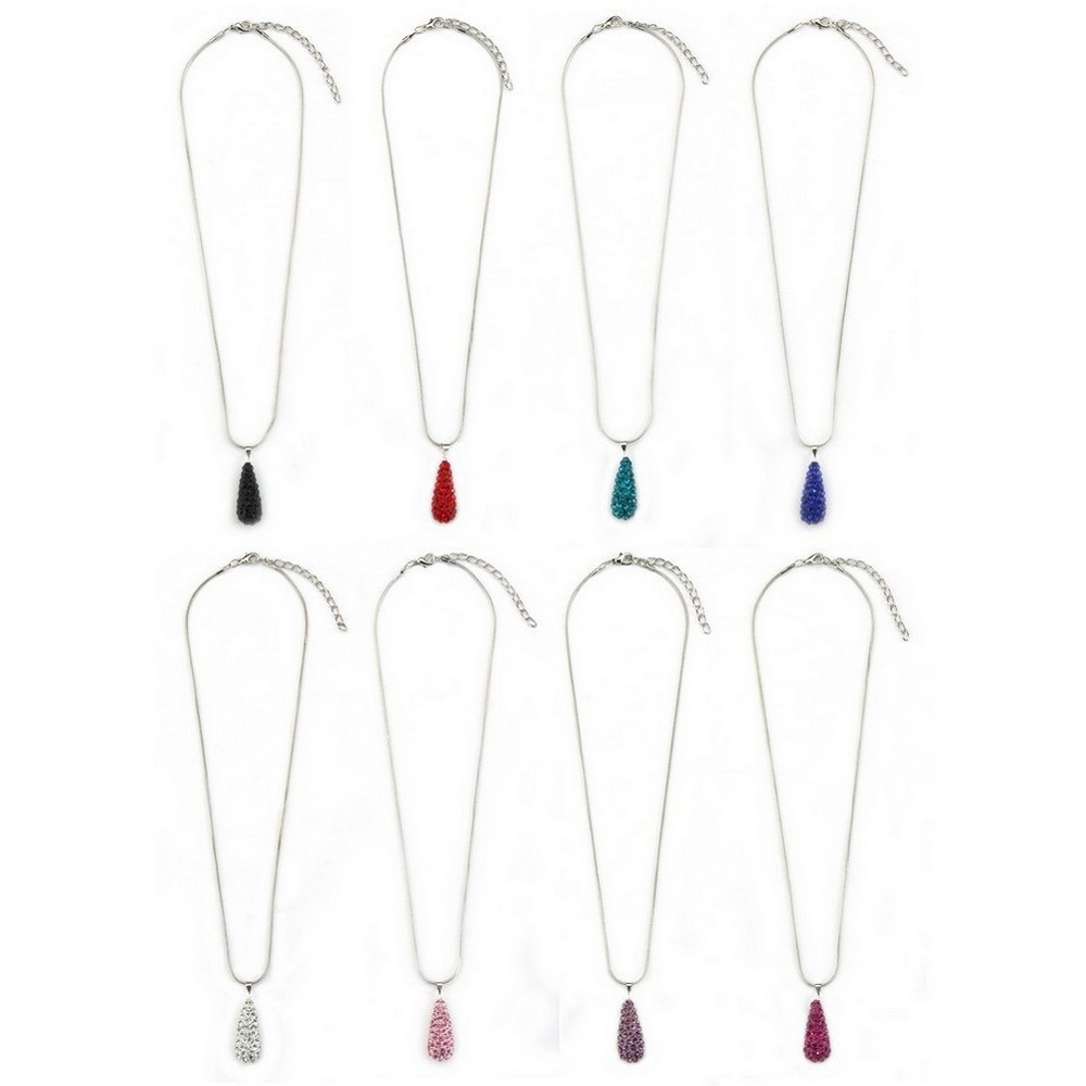 Necklace with a pendant crystal glass teardrop