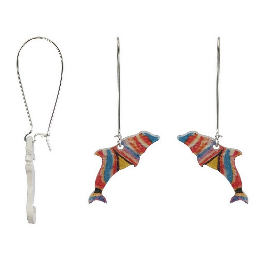 Drop earring dolphin 60mm