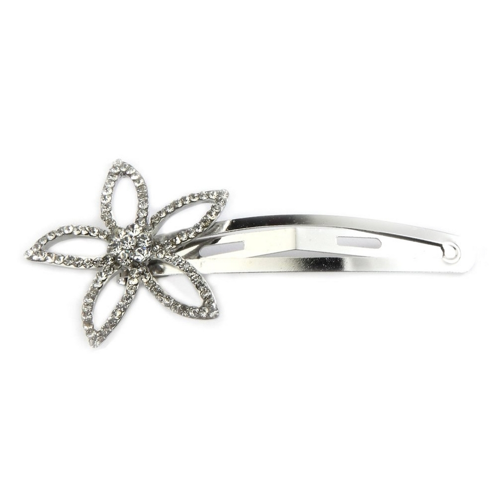 Hairwear crystal glass flower 6cm silver