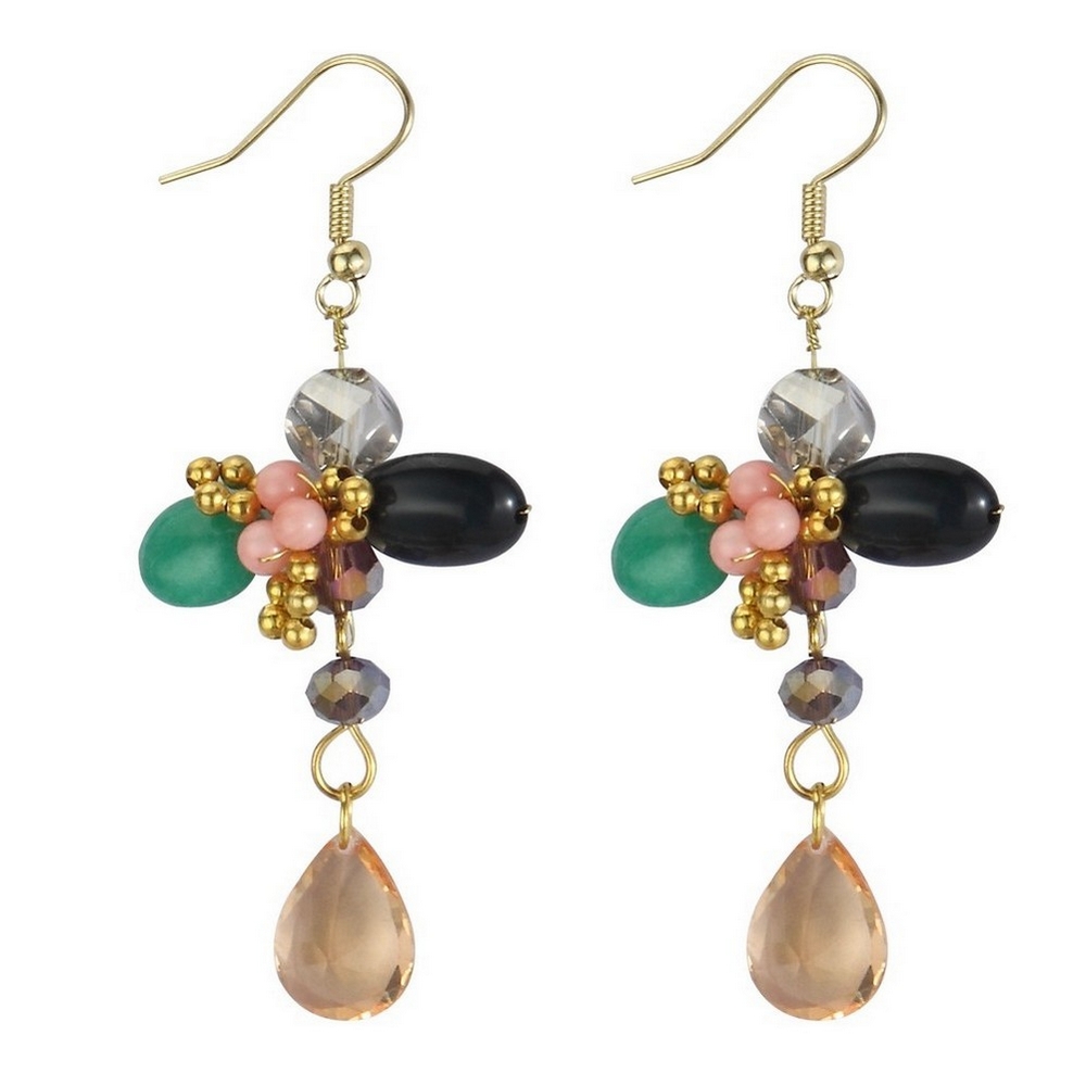 Drop earring stone romantic cluster 60mm