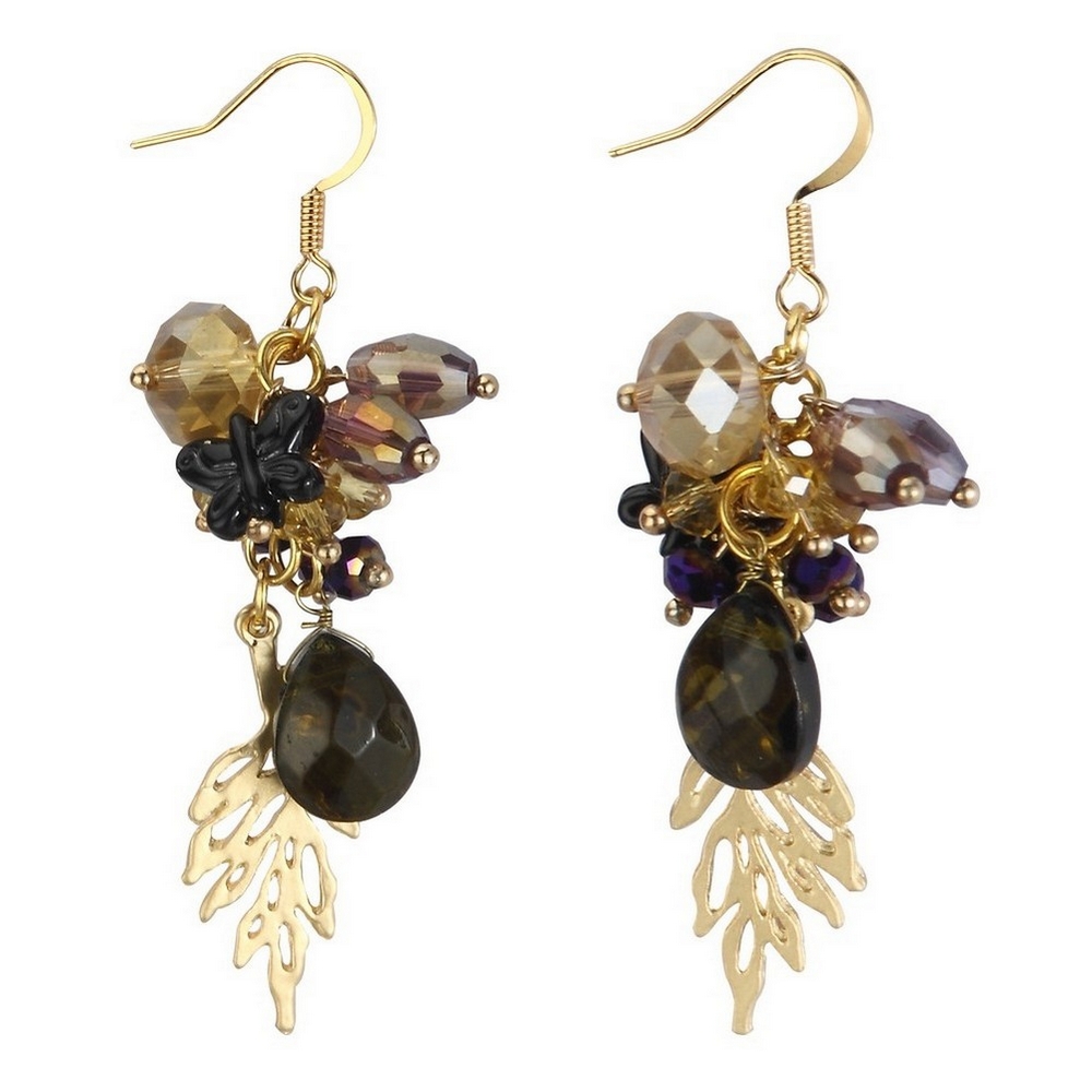 Drop earring stone romantic minature bouquet 60mm