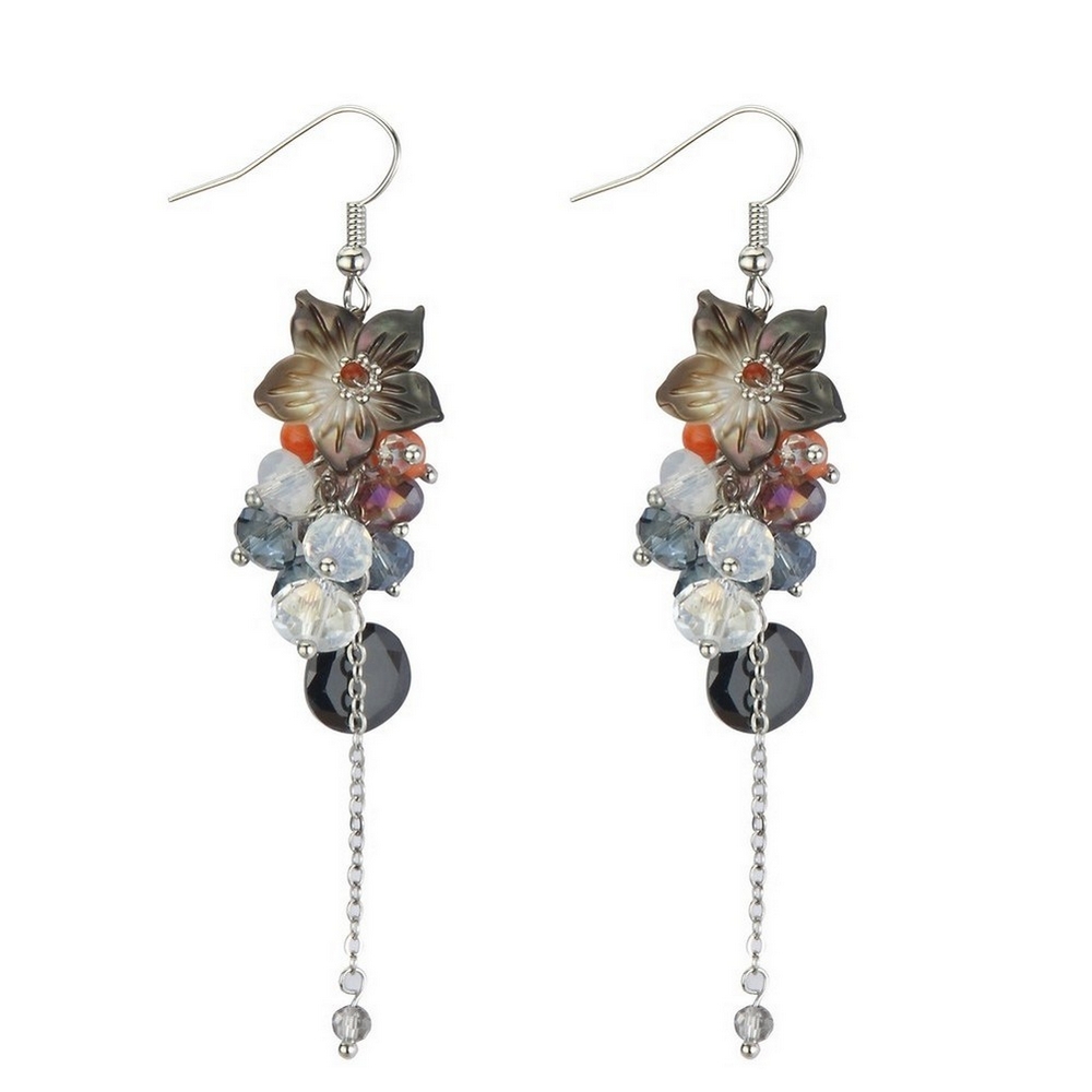 Drop earring glass romantic fine beaded