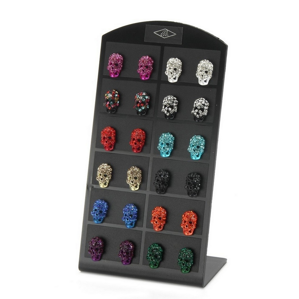 Stud earring crystal glass glam skull mask