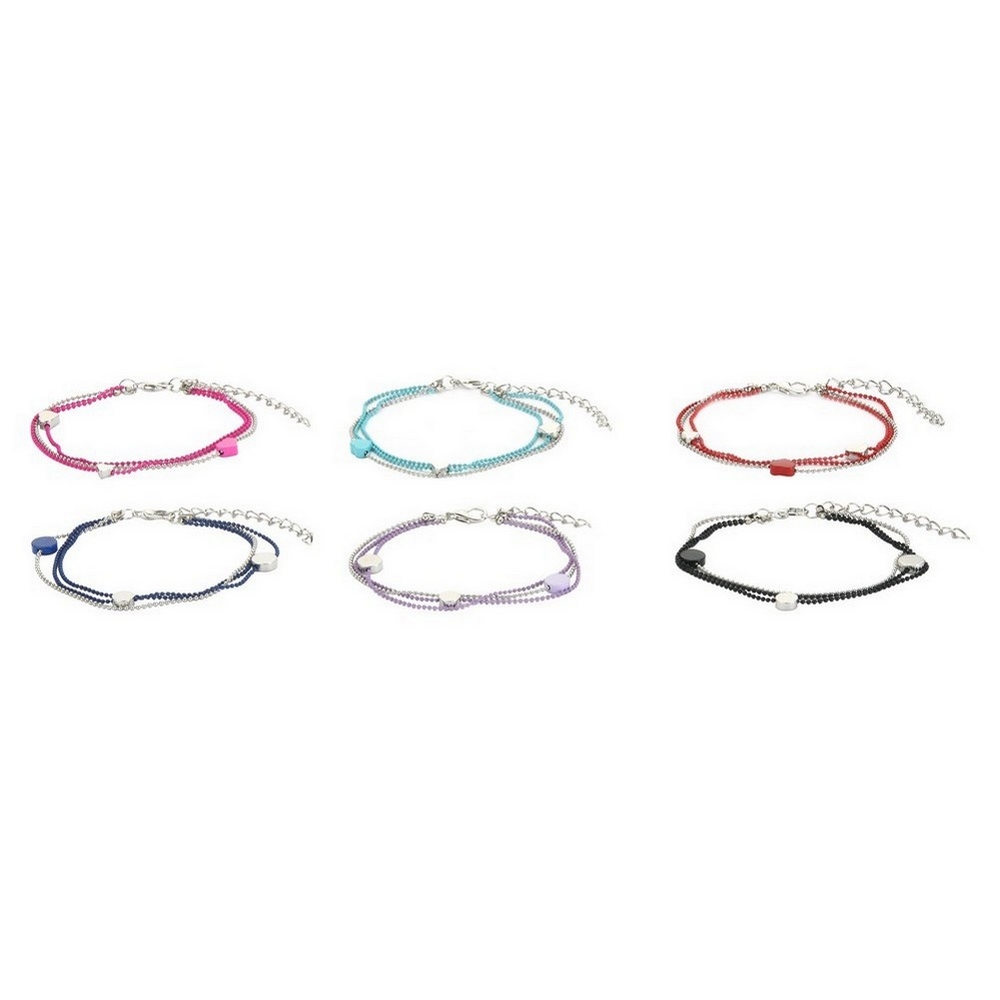 Bracelet 3 row heart /disc fine chain