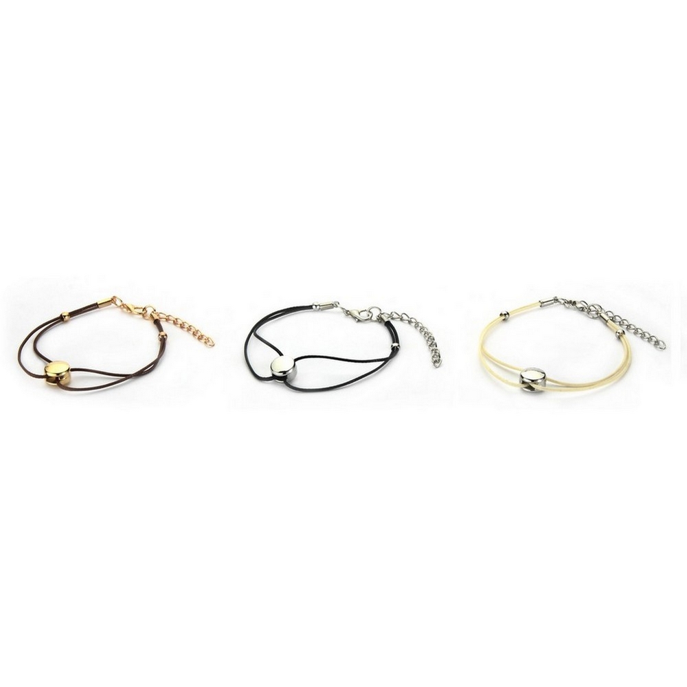 Bracelet satin thread captured loop centre disc Assorted Colours